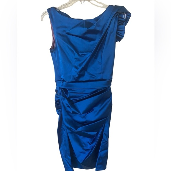 TALBOT Runhof Electric Blue Ruffle Evning, party dress size US8/38 - Picture 1 of 6